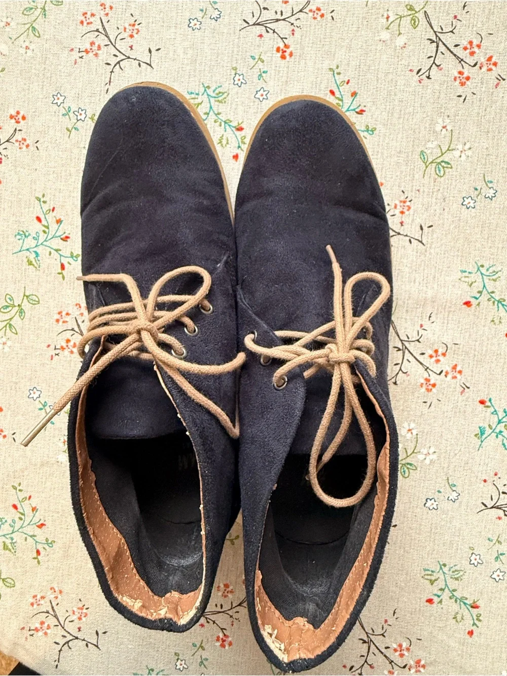 H&M Navy Suede Chukka Boots with Tan Laces
